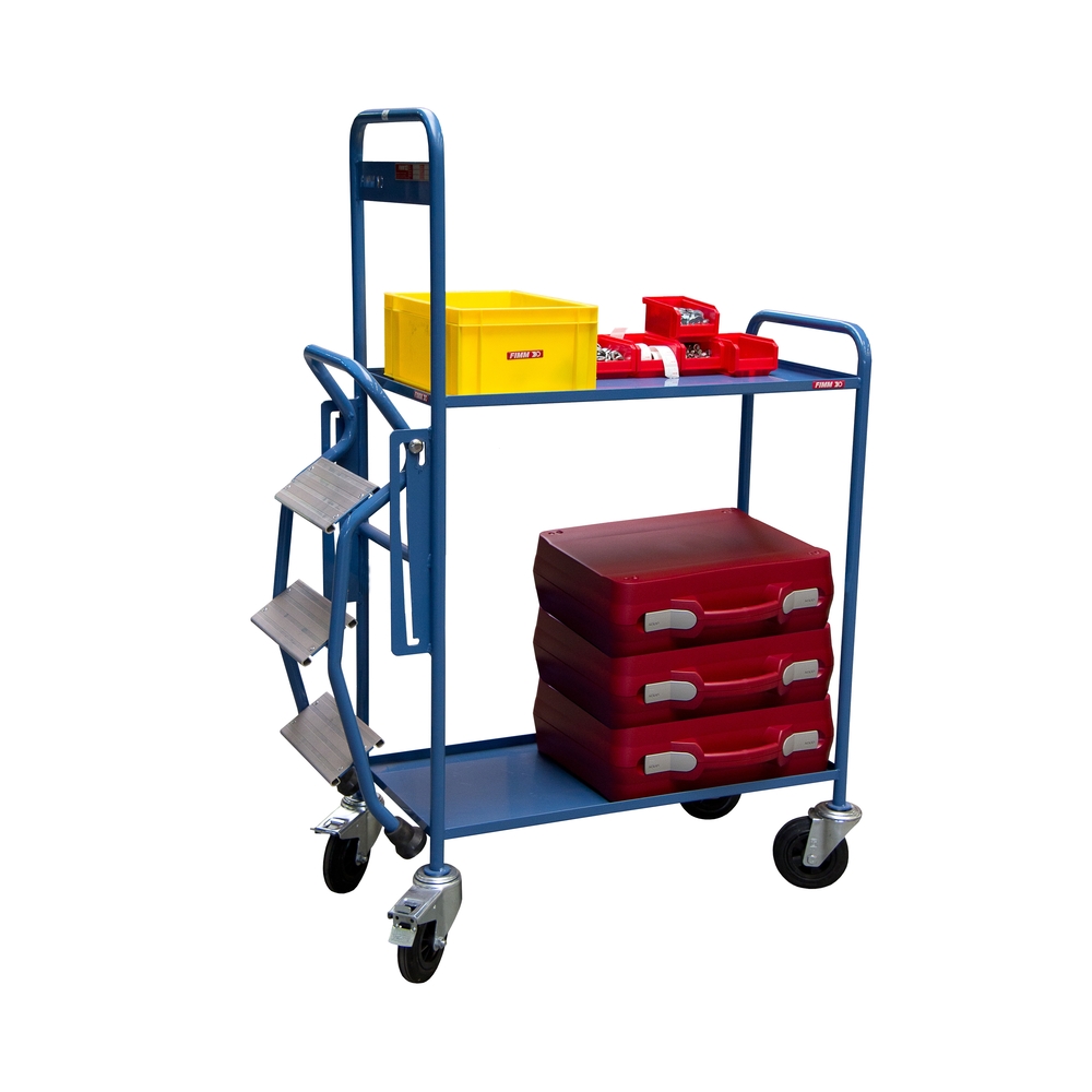 Servante escabeau 250 kg 2 plateaux tôle 935x435 mm FIMM - 880008418