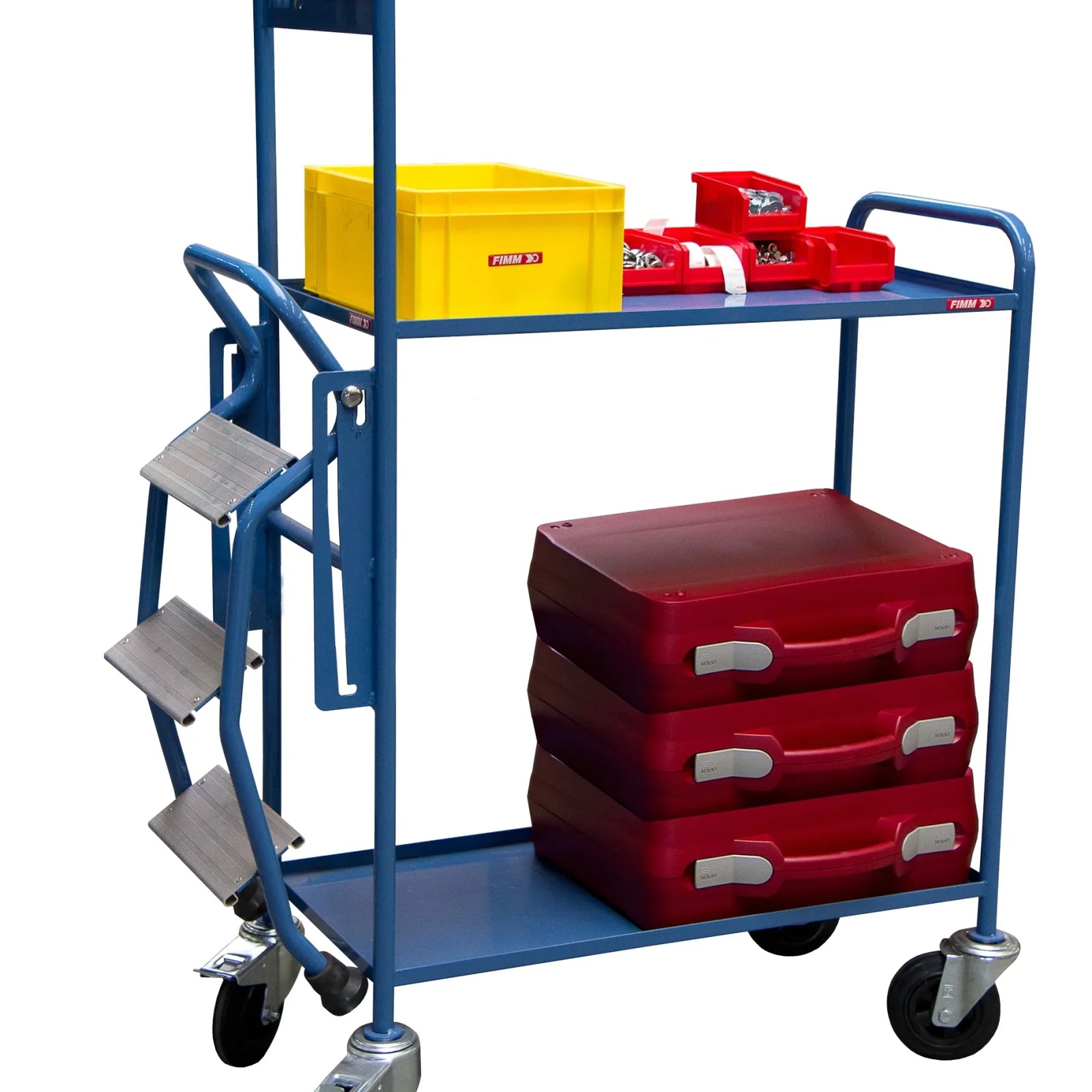 Servante escabeau 250 kg 2 plateaux tôle 935x435 mm FIMM - 880008418