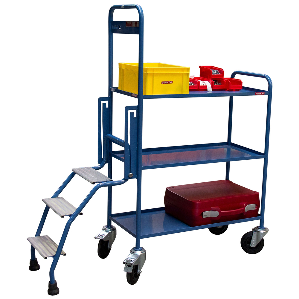 Servante escabeau 250 kg 3 plateaux tôle 935x435 mm FIMM - 880008419