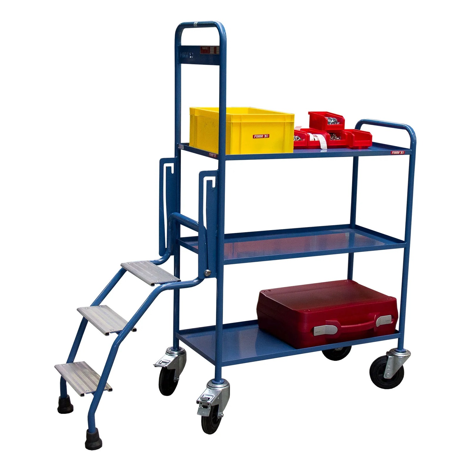 Servante escabeau 250 kg 3 plateaux tôle 935x435 mm FIMM - 880008419