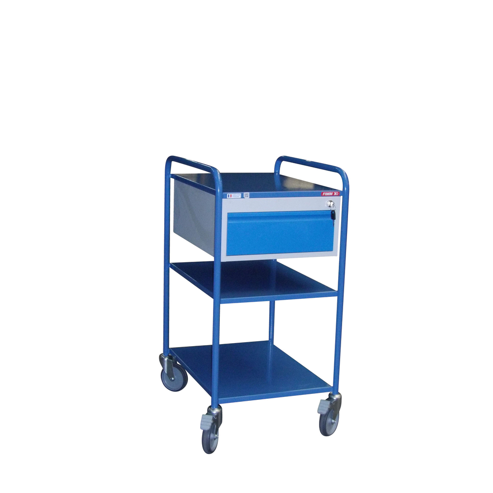 Servante 250 kg 3 plateaux 635x470 mm tôle 1 tiroir FIMM - 880008446