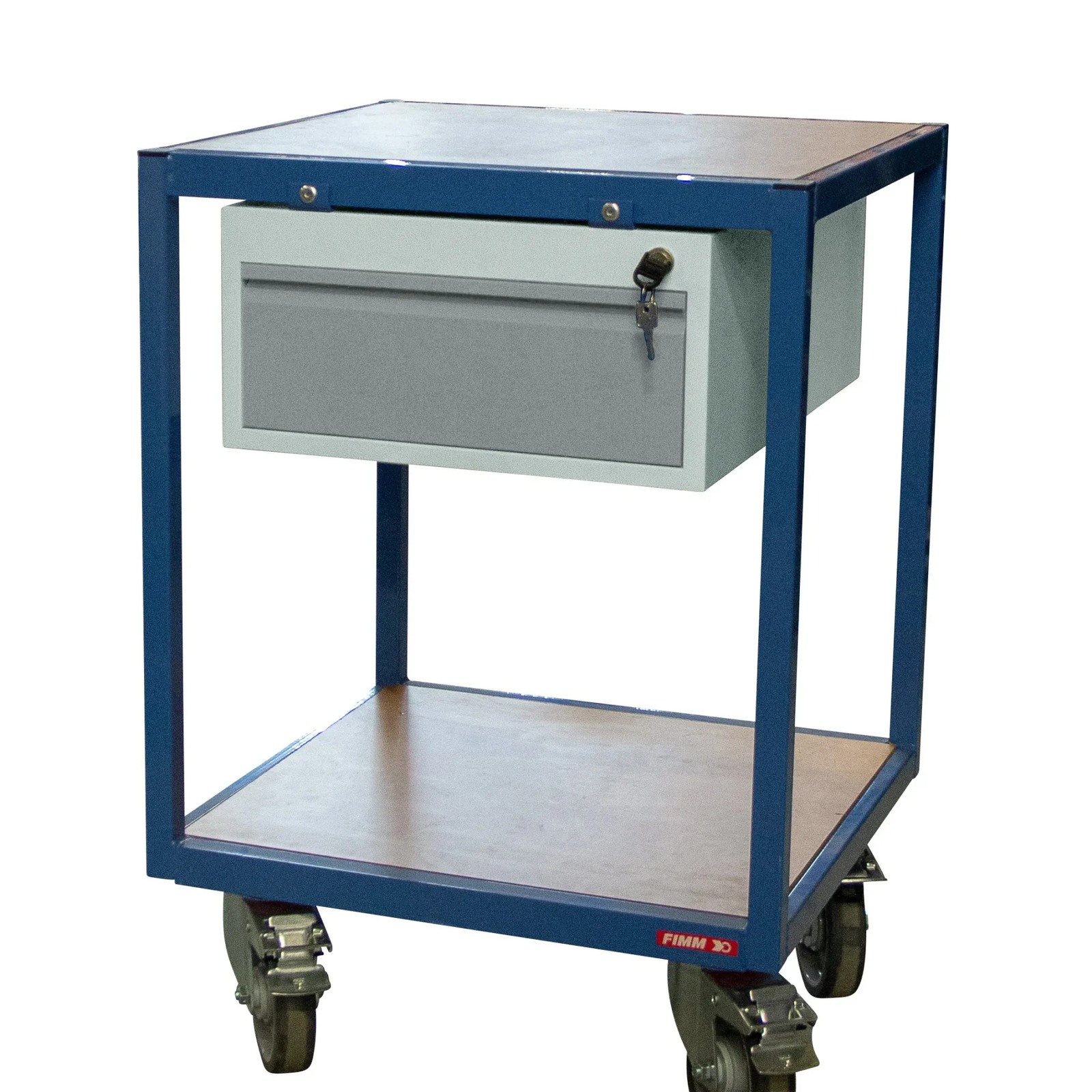 Servante 400kg 2 plateaux bois 600x600 mm 1 tiroir tôle FIMM - 880010598