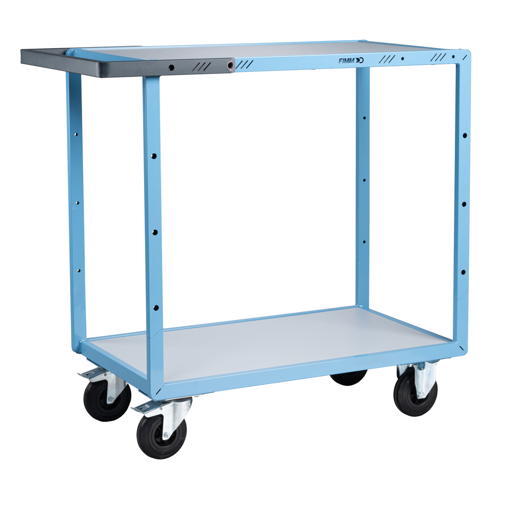 Servante mécano-soudée 2 plateaux mélaminé 850x500 mm roues CC 250 kg - FIMM - 880701111