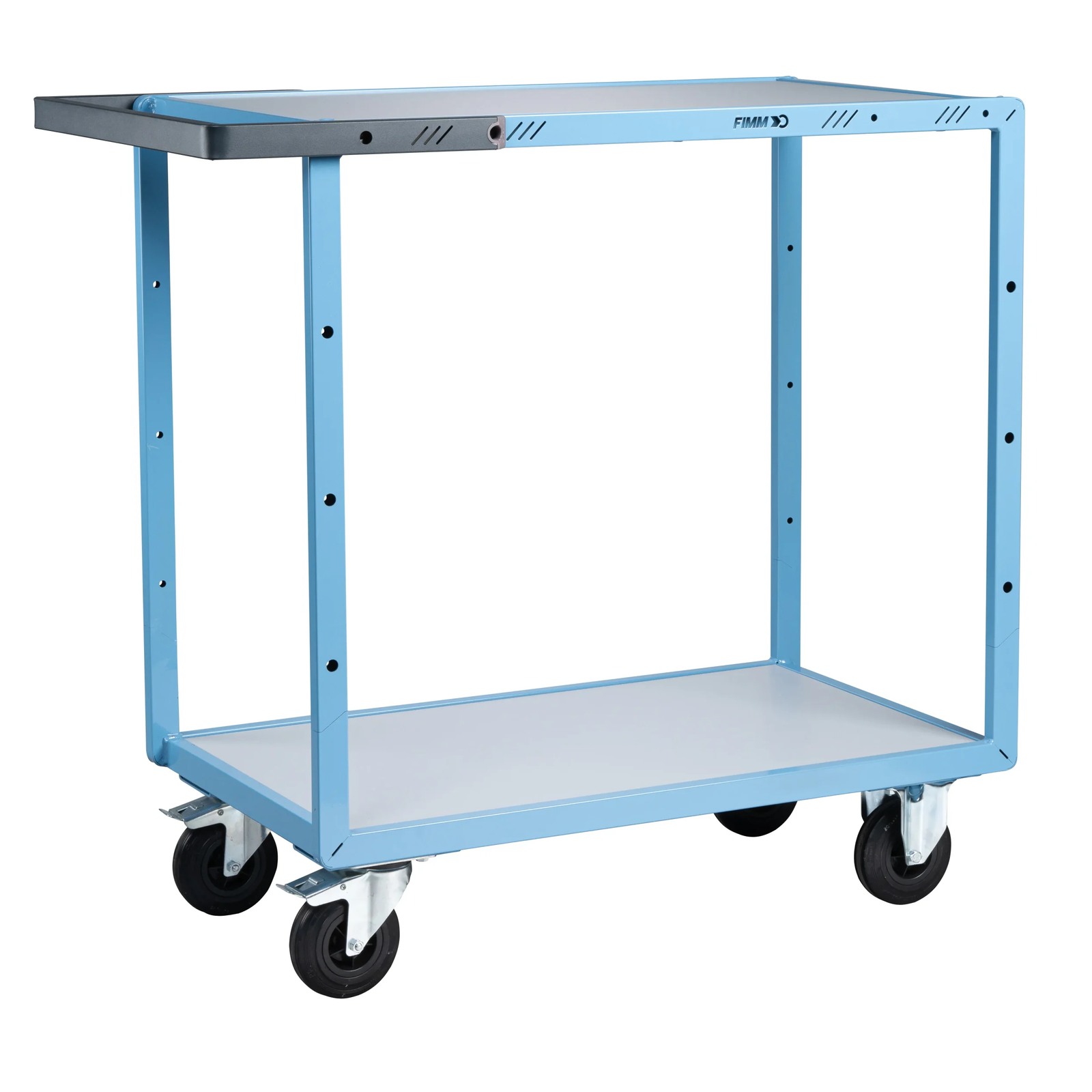 Servante mécano-soudée 2 plateaux mélaminé 850x500 mm roues CC 250 kg - FIMM - 880701111