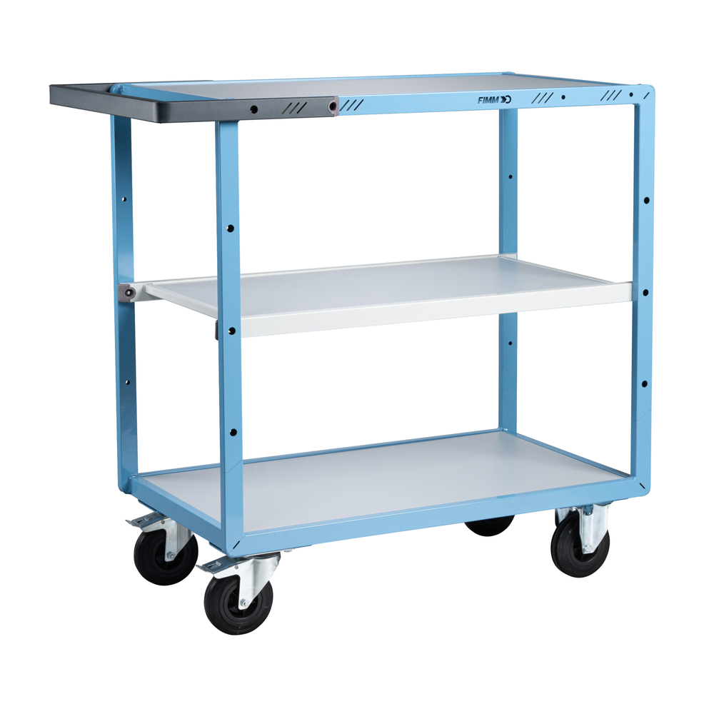 Servante mécano-soudée 3 plateaux mélaminé 850x500 mm roues CC 250 kg - FIMM - 880701112