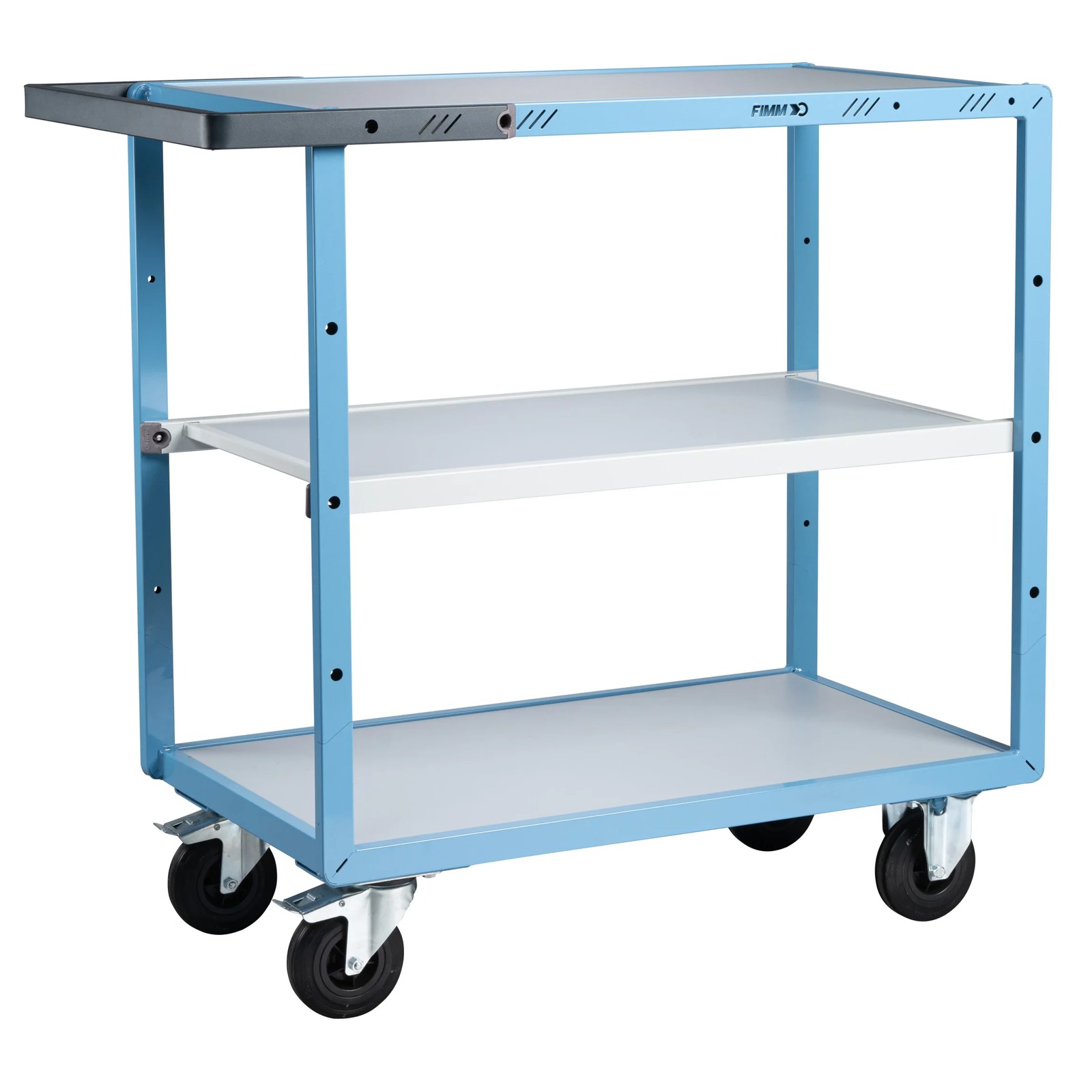 Servante mécano-soudée 3 plateaux mélaminé 850x500 mm roues CC 250 kg - FIMM - 880701112