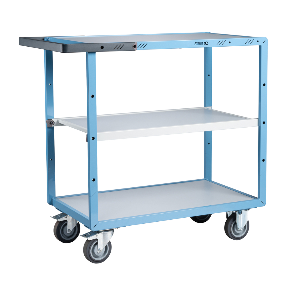 Servante mécano-soudée 3 plateaux mélaminé 850x500 mm roues TPE 250 kg - FIMM - 880701122