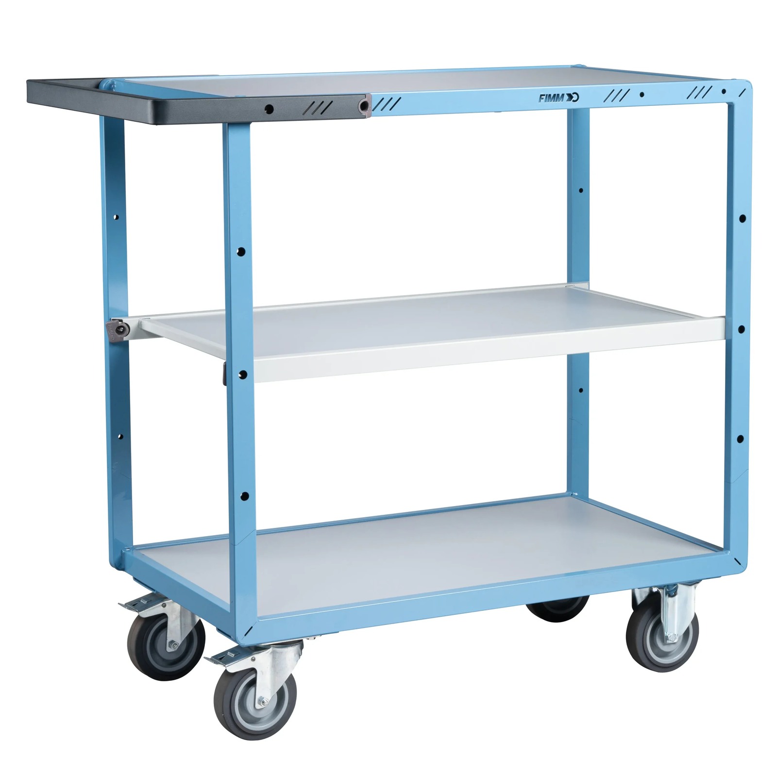 Servante mécano-soudée 3 plateaux mélaminé 850x500 mm roues TPE 250 kg - FIMM - 880701122