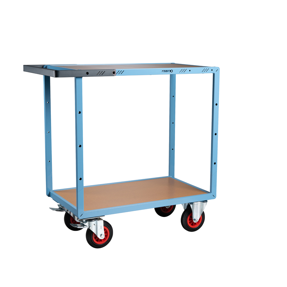 Servante mécano-soudée 2 plateaux médium 850x500 mm roues CC 400 kg - FIMM - 880701231