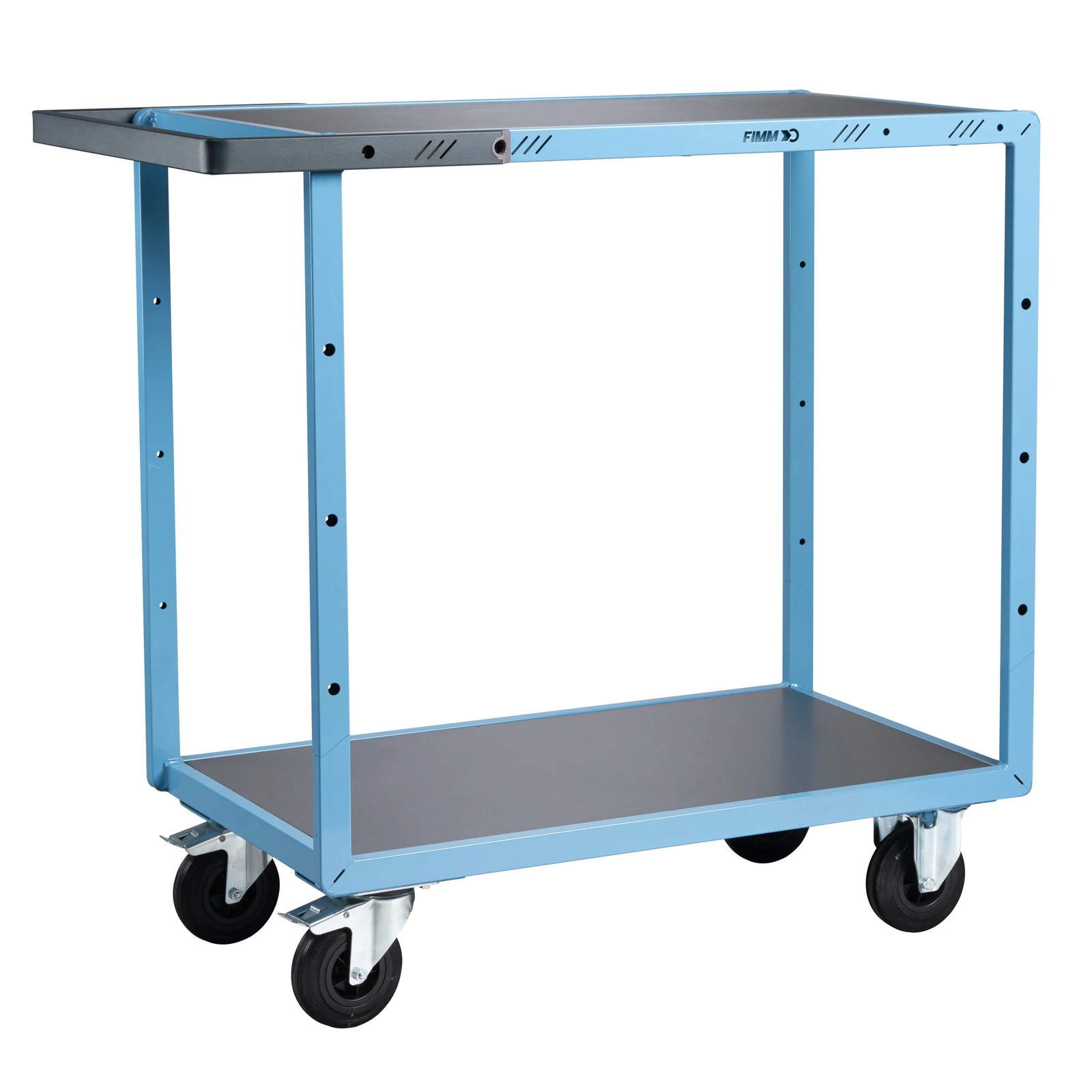 Servante mécano-soudée 2 plateaux tôle galva 850x500 mm roues CC 250 kg - FIMM - 880701311