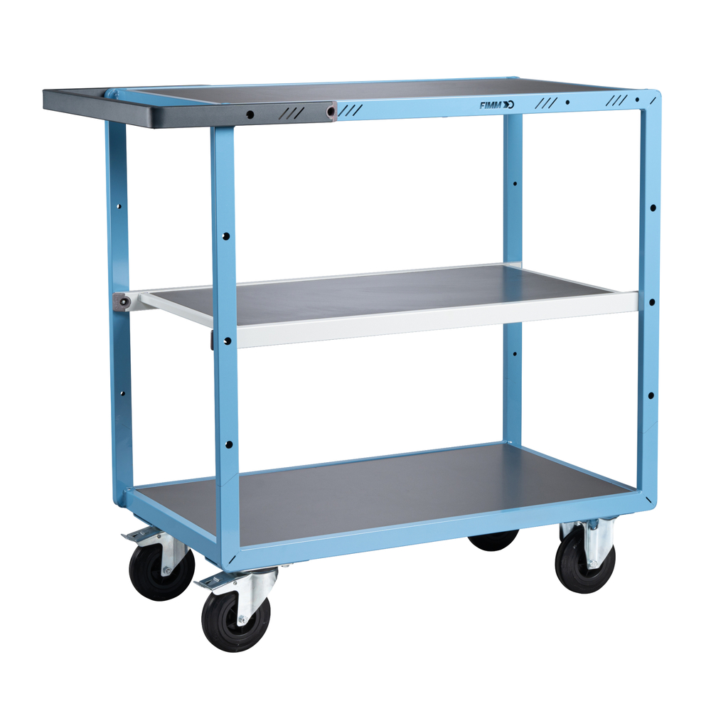 Servante mécano-soudée 3 plateaux tôle galva 850x500 mm roues CC 250 kg - FIMM - 880701312