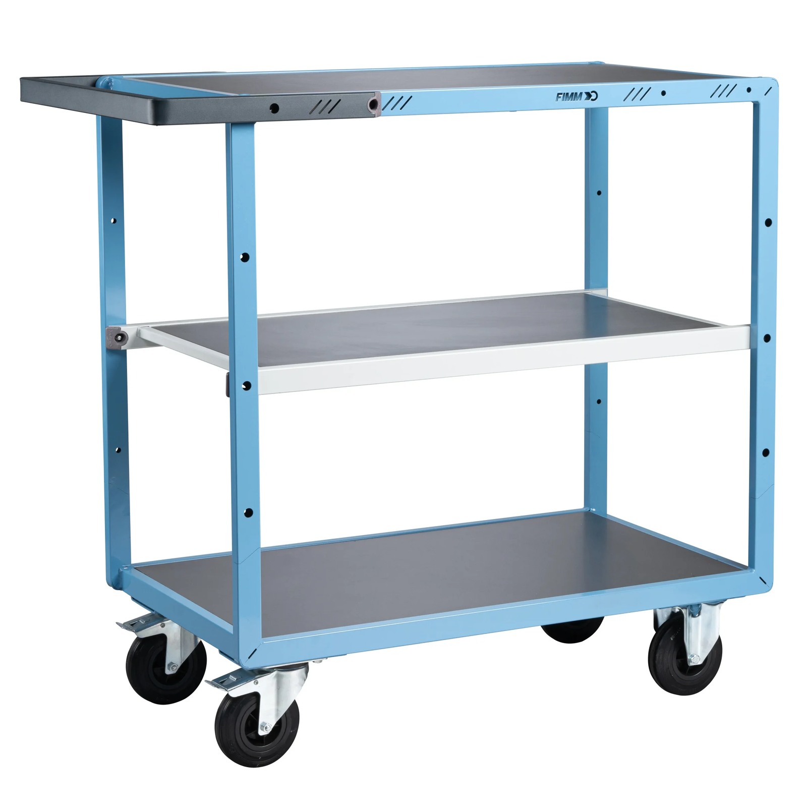 Servante mécano-soudée 3 plateaux tôle galva 850x500 mm roues CC 250 kg - FIMM - 880701312