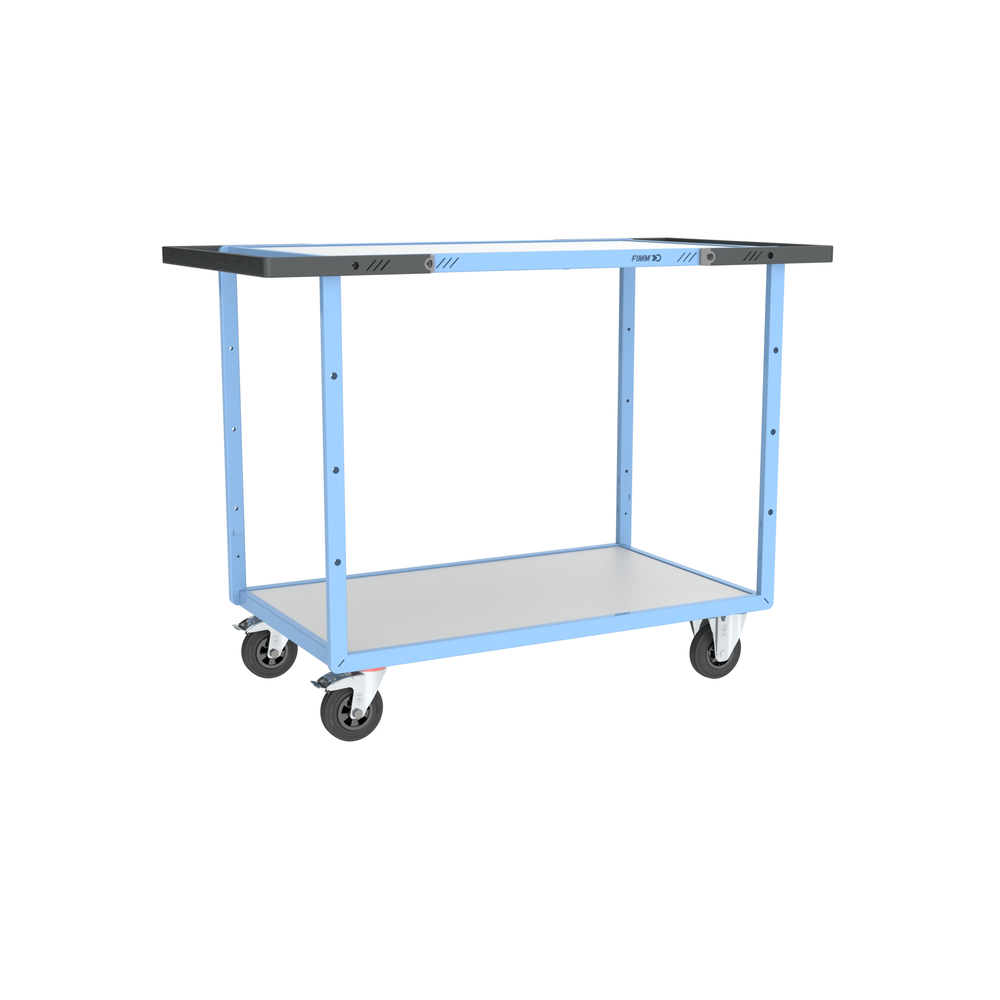 Servante mécano-soudée double poignées 2 plateaux mélaminé 850x500 mm, roues CC, 250 kg - FIMM - 880701511