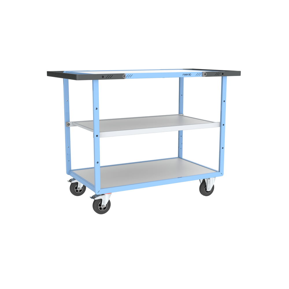 Servante mécano-soudée double poignées 3 plateaux mélaminé roues CC 250 kg - FIMM - 880701512