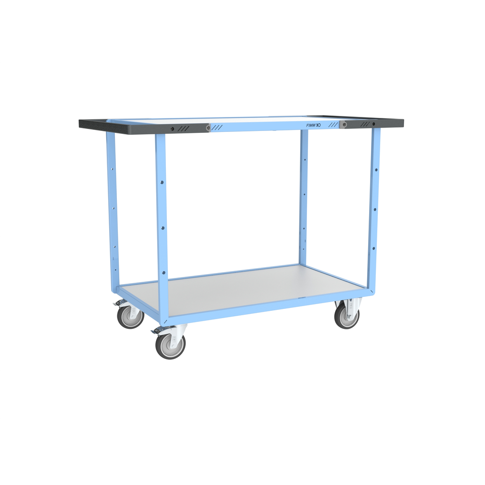 Servante mécano-soudée double poignées 2 plateaux mélaminé roues TPE 250 kg - FIMM - 880701521