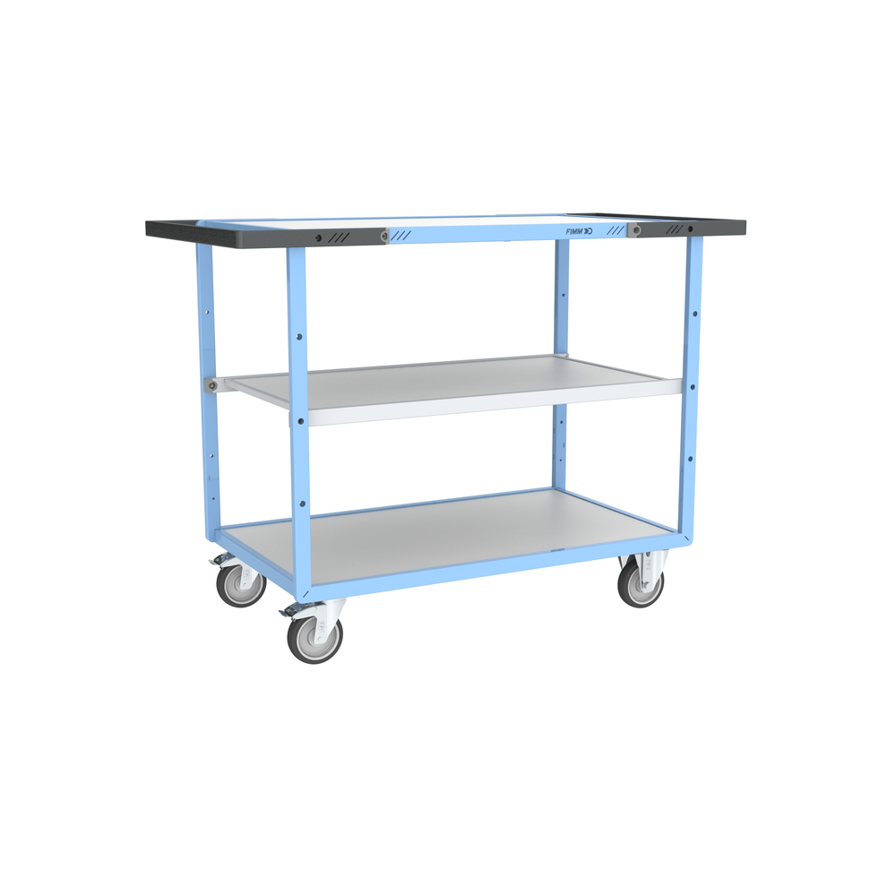 Servante mécano-soudée double poignées 3 plateaux mélaminé roues TPE 250 kg - FIMM - 880701522