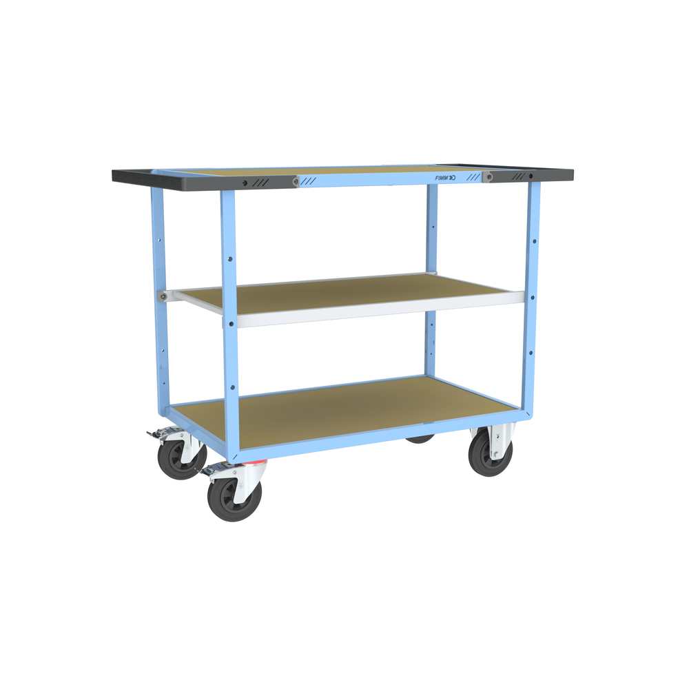 Servante mécano-soudée, double poignées 3 plateaux médium roues CC 400 kg - FIMM - 880701632