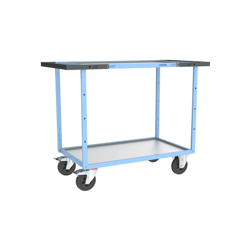 Servante mécano-soudée double poignées 2 plateaux tôle galva roues CC 400 kg - FIMM - 880701731