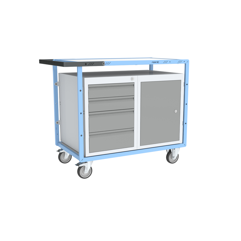 Servante établi équipée, 1 bloc 4 tiroirs + 1 bloc porte, 250 kg - FIMM - 880707106