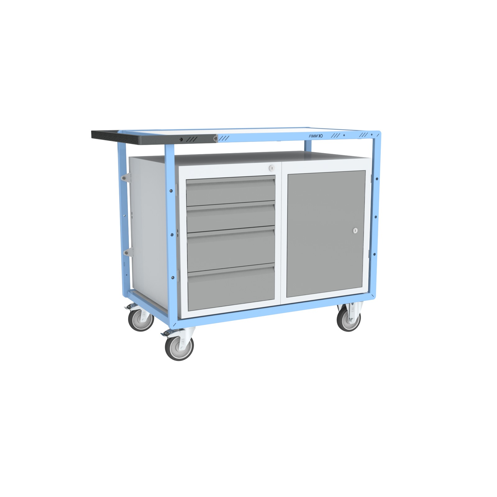 Servante établi équipée, 1 bloc 4 tiroirs + 1 bloc porte, 250 kg - FIMM - 880707106