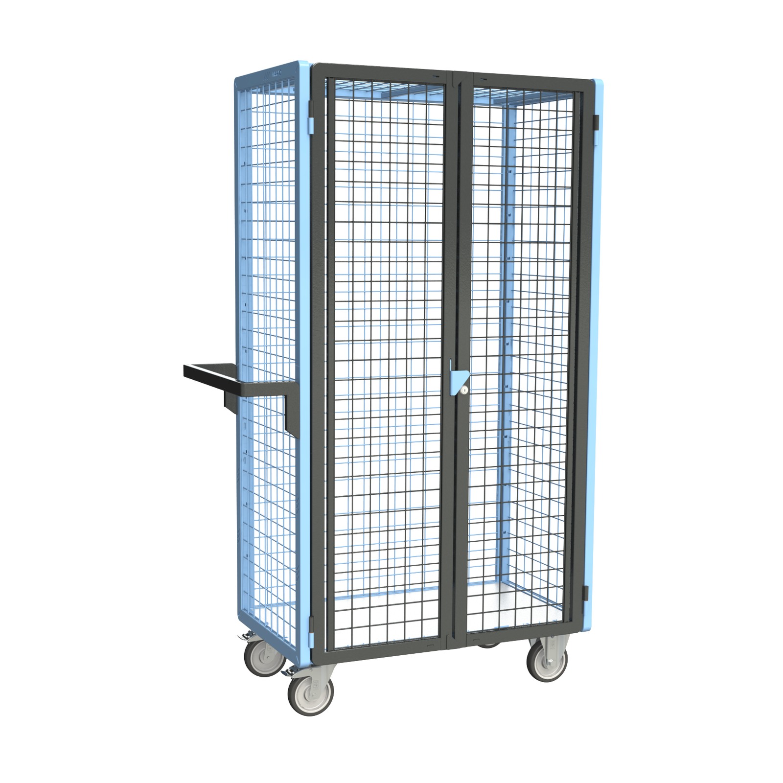 Servante grillagée 4 côtés - verrouillable - plateau bois, 850x500 mm, 250 kg - FIMM - 880725113