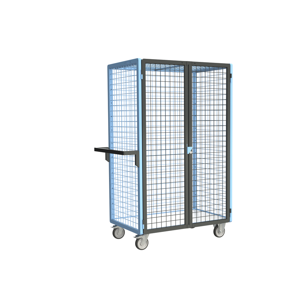 Servante grillagée 4 côtés, verrouillable, plateau bois, 1000x600 mm, 250 kg - FIMM - 880725123