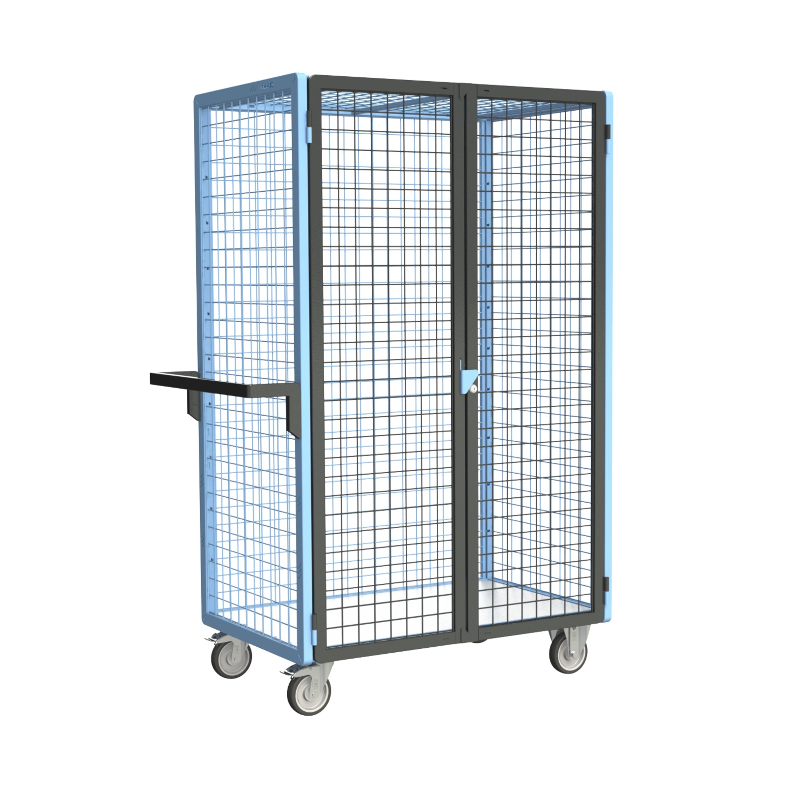 Servante grillagée 4 côtés, verrouillable, plateau bois, 1000x600 mm, 250 kg - FIMM - 880725123