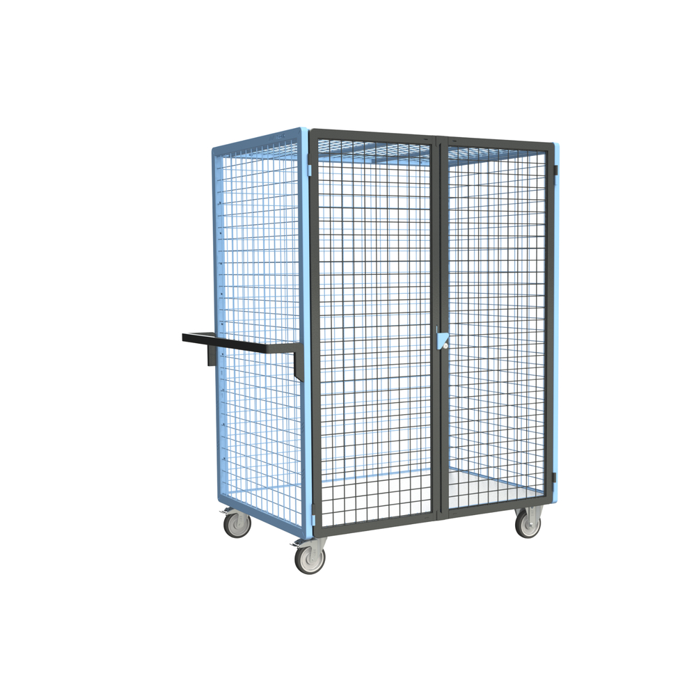 Servante grillagée 4 côtés, verrouillable, plateau bois, 1200x800 mm, 250 kg - FIMM - 880725133