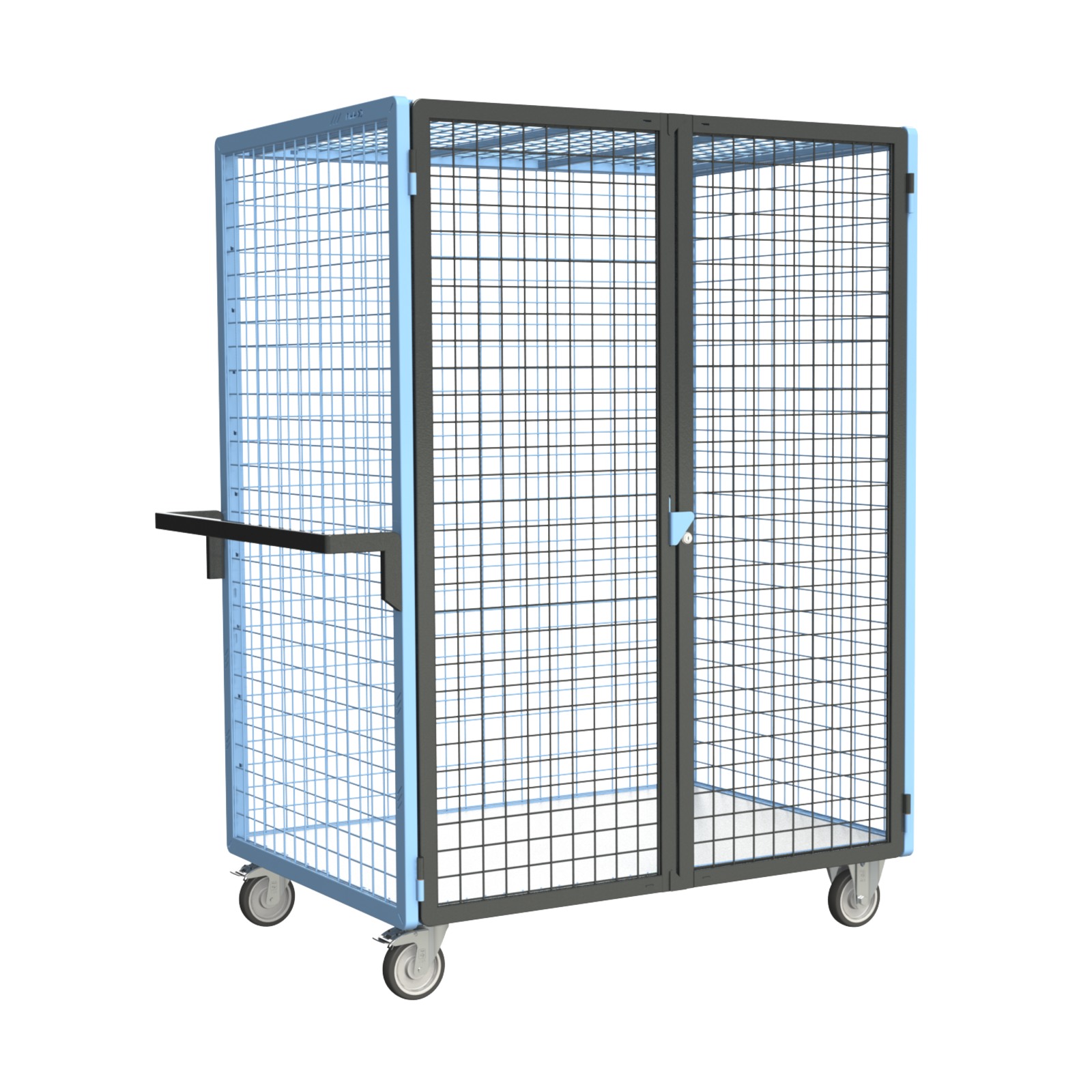 Servante grillagée 4 côtés, verrouillable, plateau bois, 1200x800 mm, 250 kg - FIMM - 880725133