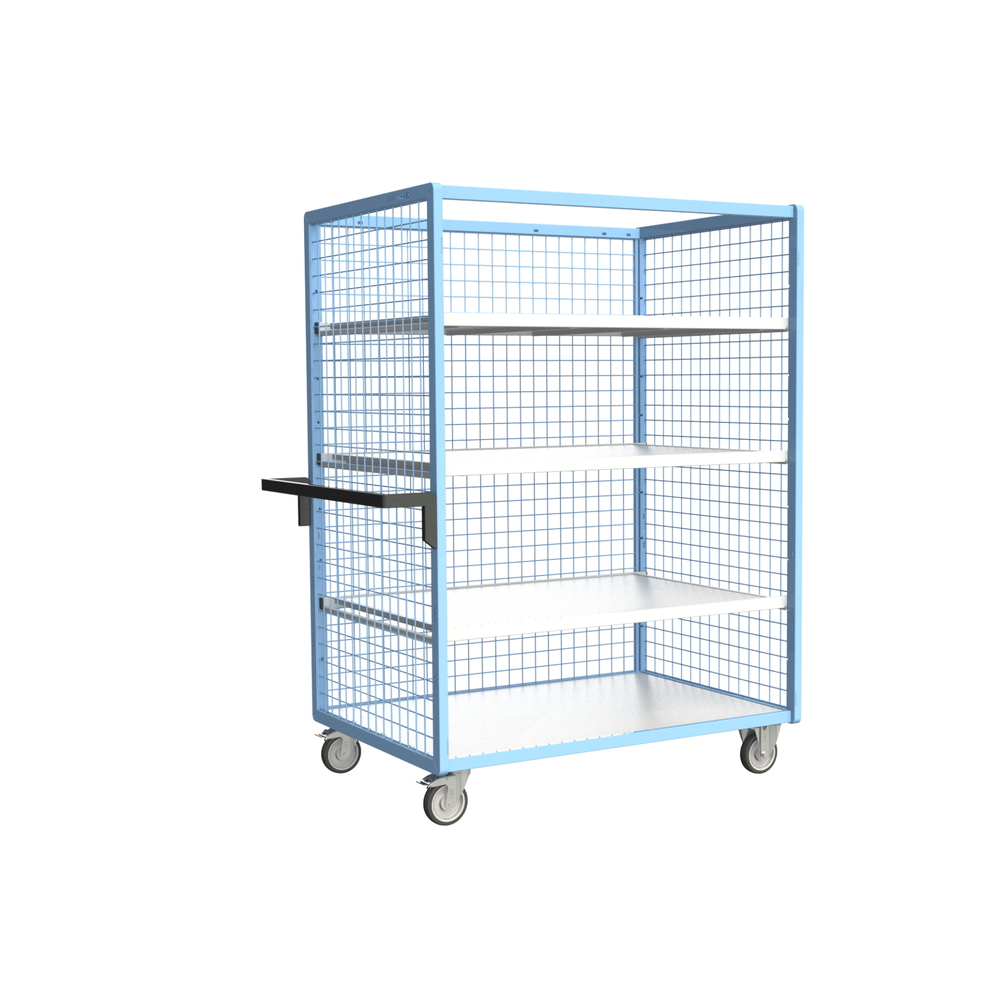 Servante grillagée 3 côtés, avec 3 étagères, plateau bois, 1200x800 mm, 250 kg - FIMM - 880725135