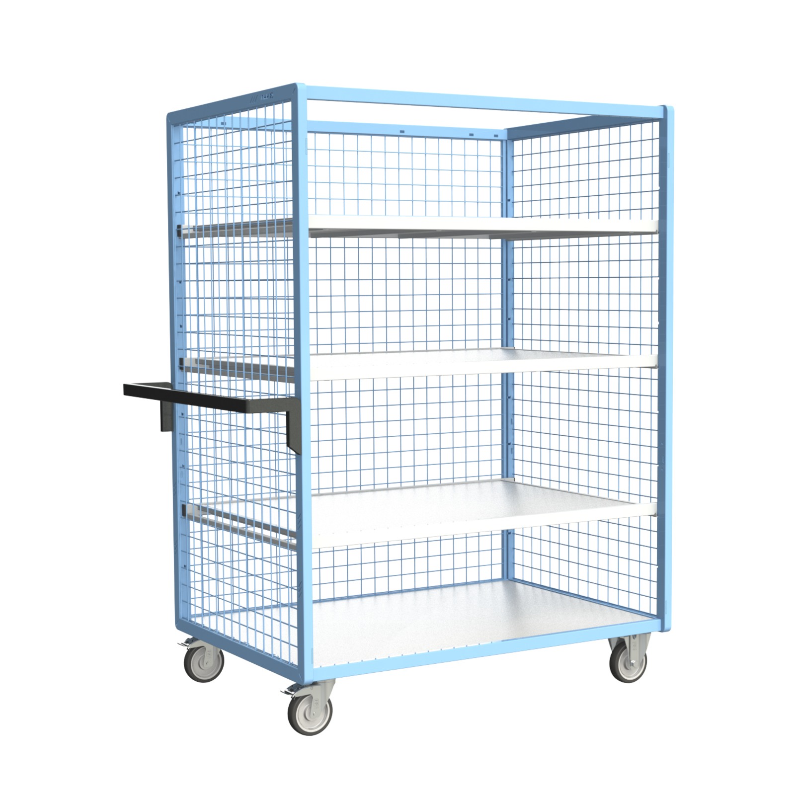 Servante grillagée 3 côtés, avec 3 étagères, plateau bois, 1200x800 mm, 250 kg - FIMM - 880725135