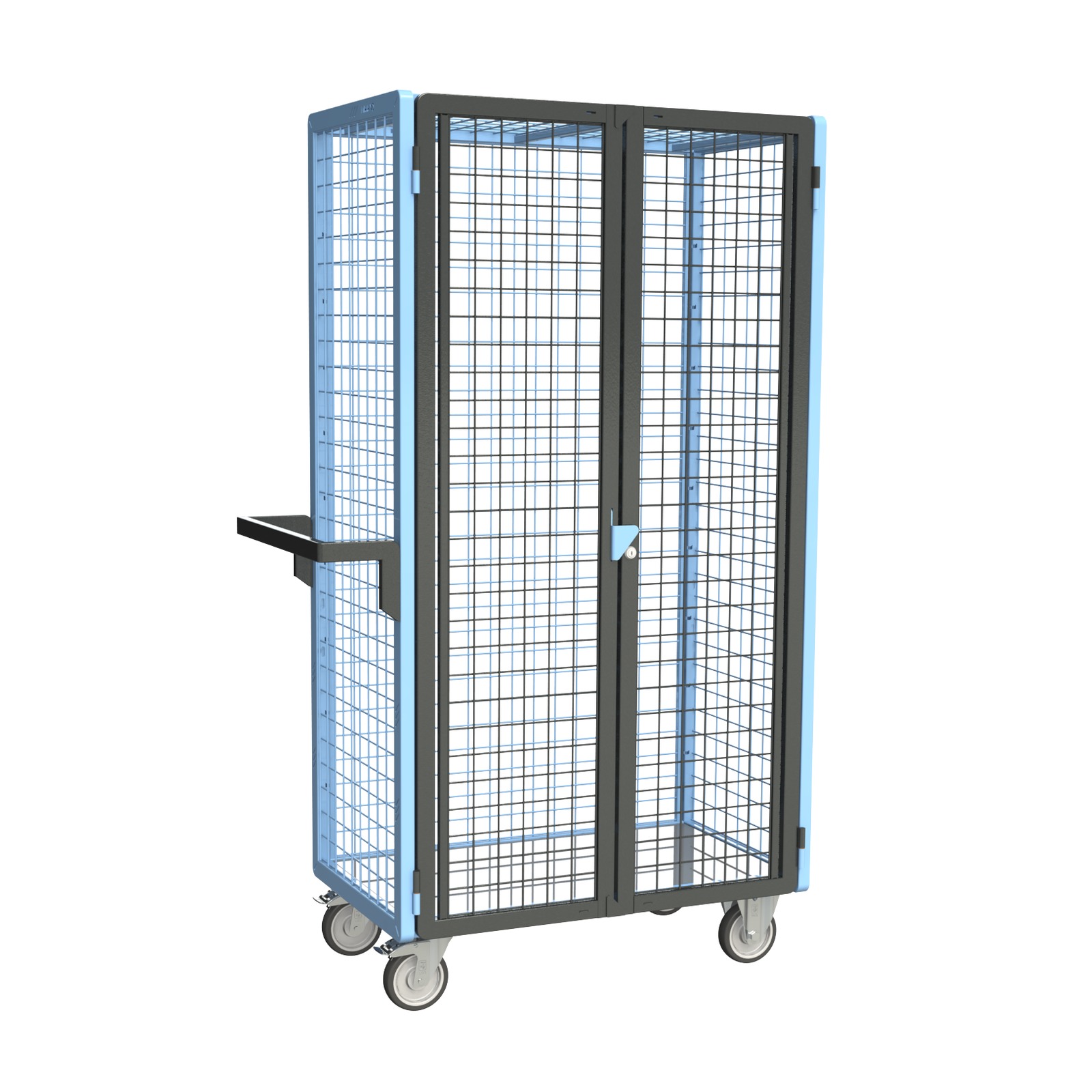 Servante grillagée 4 côtés, verrouillable, plateau tôle galva, 850x500 mm, 250 kg - FIMM - 880725143