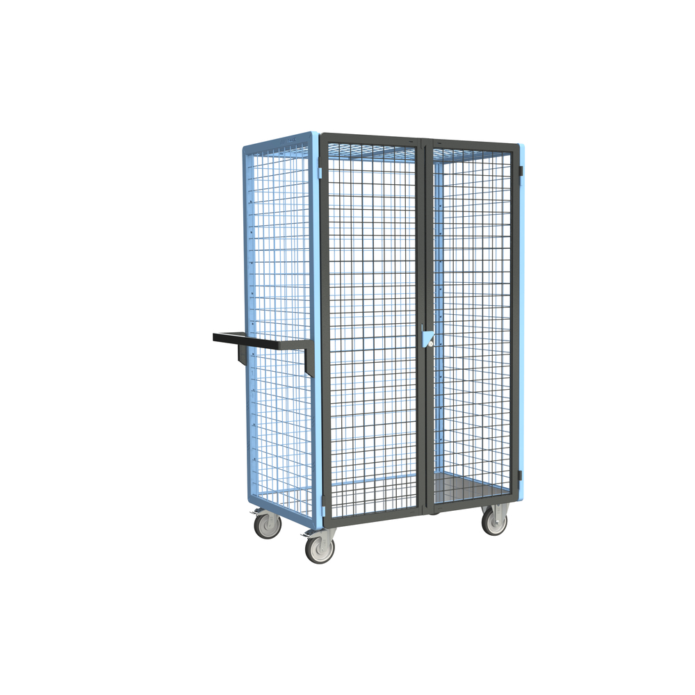 Servante grillagée 4 côtés, verrouillable, plateau tôle galva, 1000x600 mm, 250 kg - FIMM - 880725153