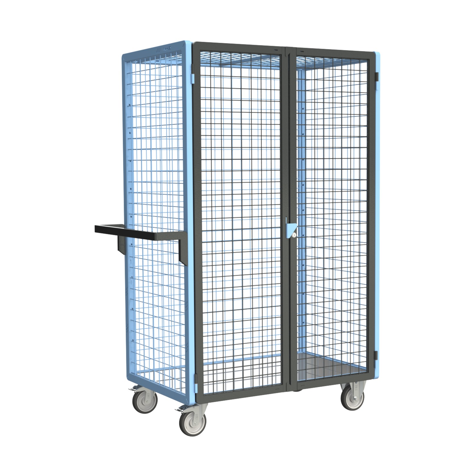 Servante grillagée 4 côtés, verrouillable, plateau tôle galva, 1000x600 mm, 250 kg - FIMM - 880725153