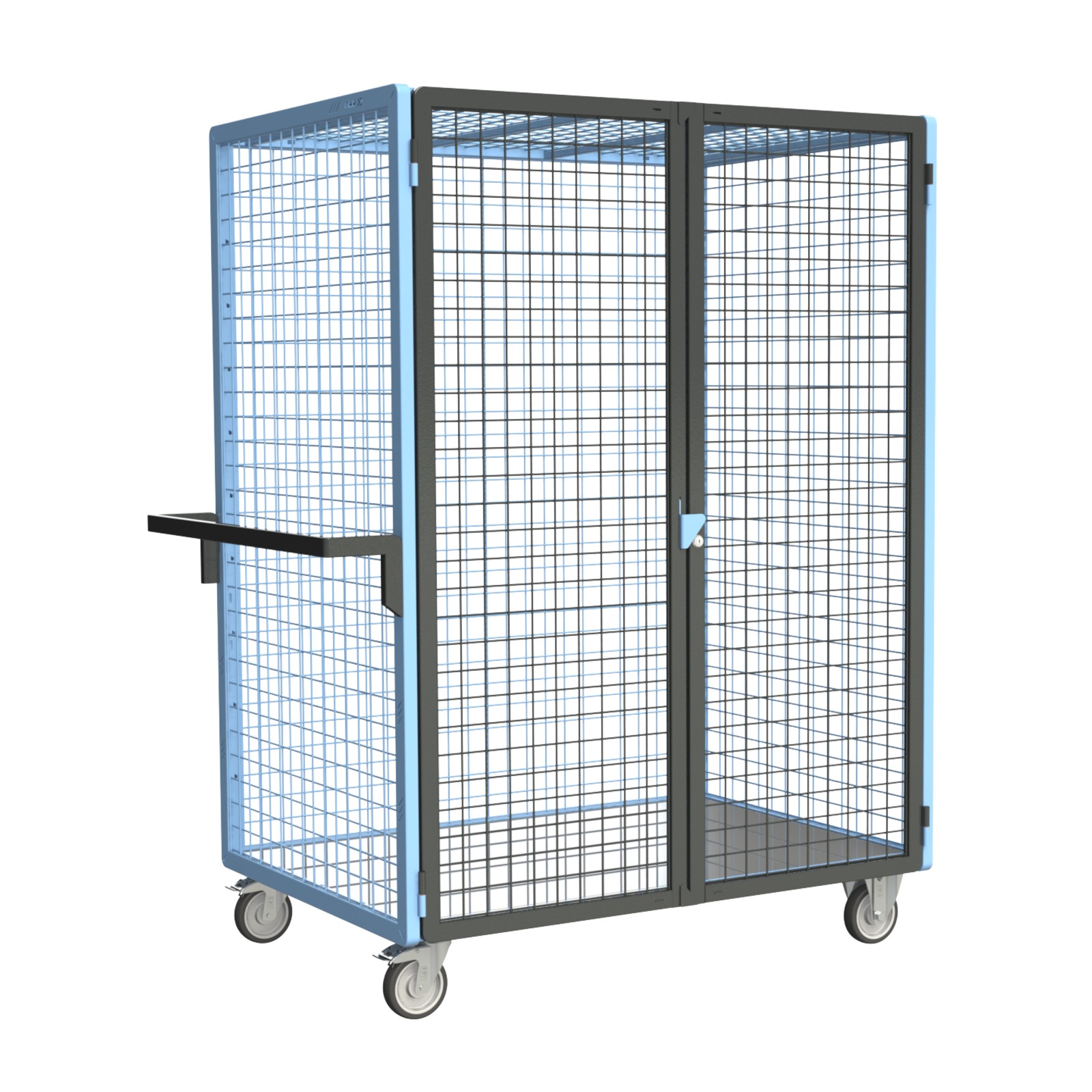 Servante grillagée 4 côtés, verrouillable, plateau tôle galva, 1200x800 mm, 250 kg - FIMM - 880725163