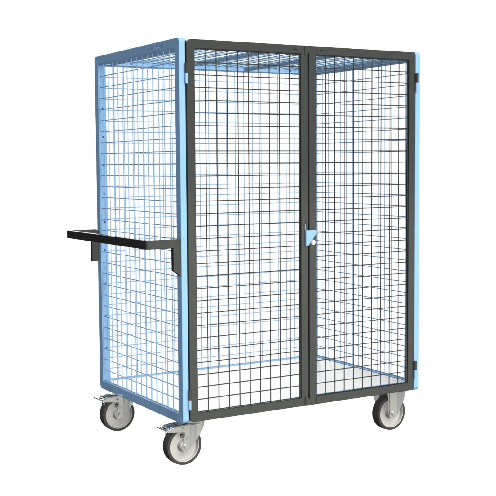 Servante grillagée 4 côtés, verrouillable, plateau bois, 1200x800 mm, 500 kg - FIMM - 880725233