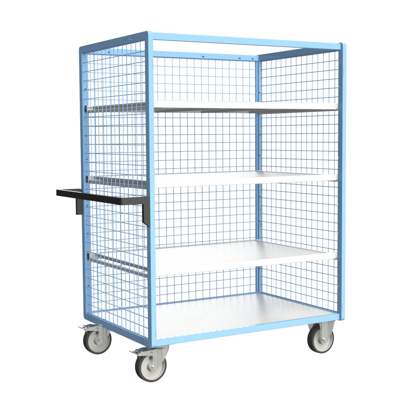Servante grillagée 3 côtés, avec 3 étagères, plateau bois, 1200x800 mm, 500 kg - FIMM - 880725235
