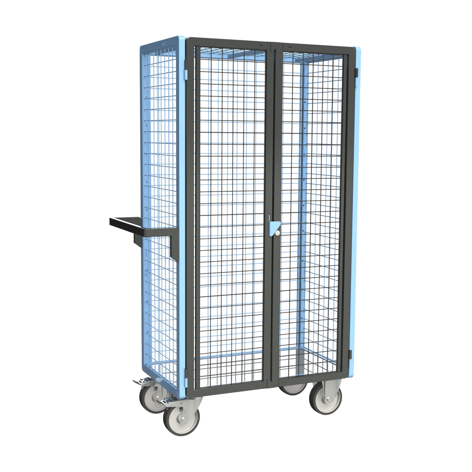 Servante grillagée 4 côtés, verrouillable, plateau tôle galva, 850x500 mm, 500 kg - FIMM - 880725243