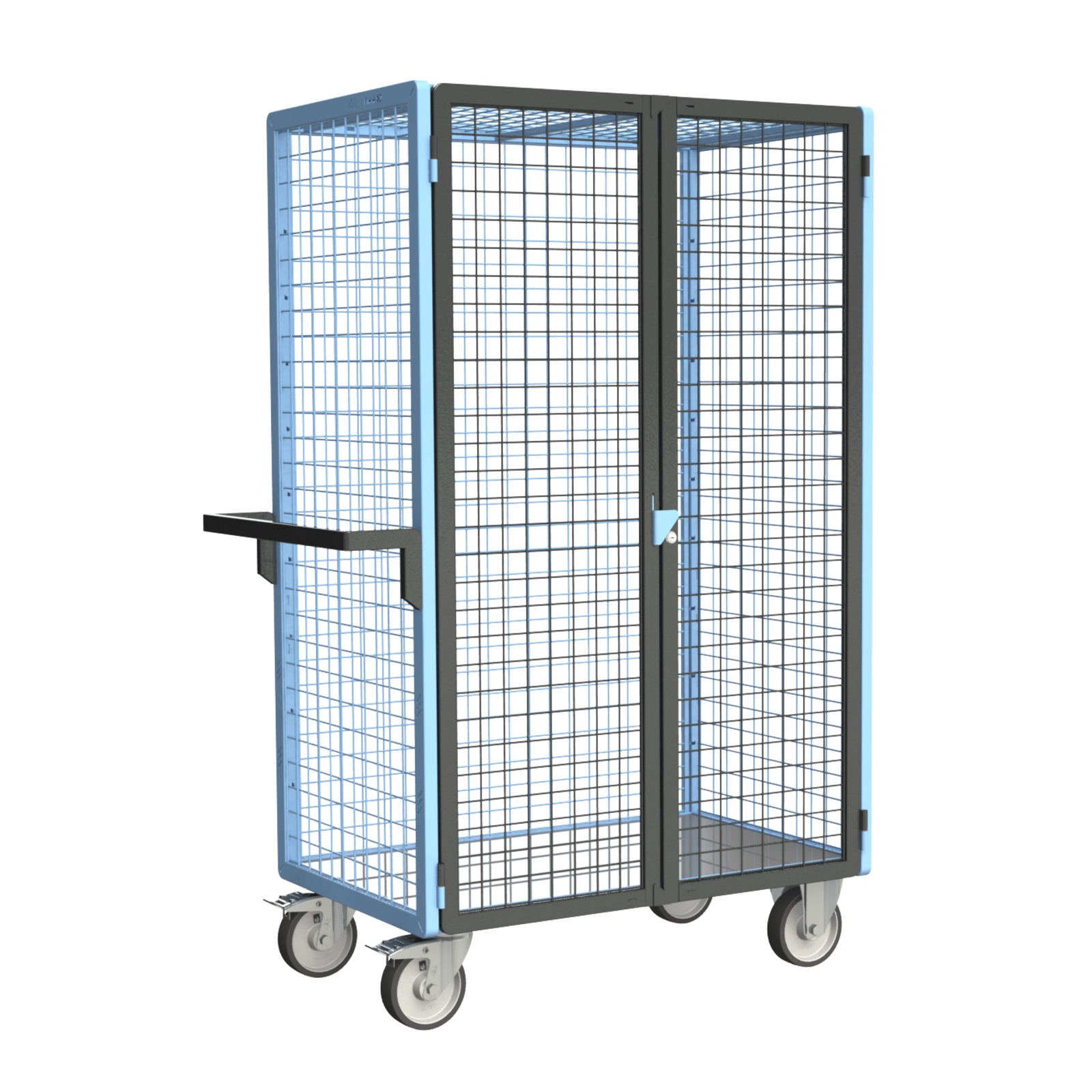 Servante grillagée 4 côtés, verrouillable, plateau tôle galva, 1000x600 mm, 500 kg - FIMM - 880725253