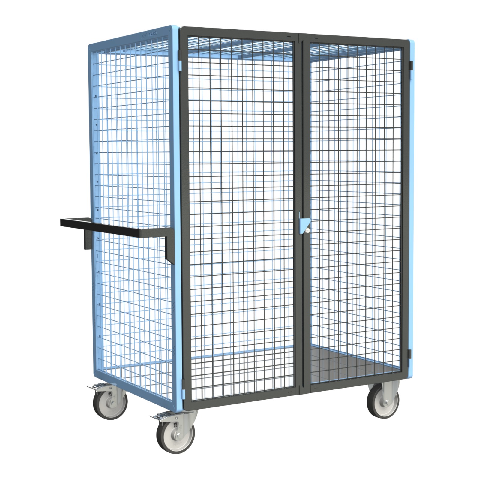 Servante grillagée 4 côtés, verrouillable, plateau tôle galva, 1200x800 mm, 500 kg - FIMM - 880725263