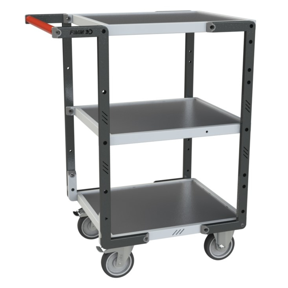 Servante 3 plateaux tôle 550x500 mm roues TPE 250 kg - FIMM - 884720322