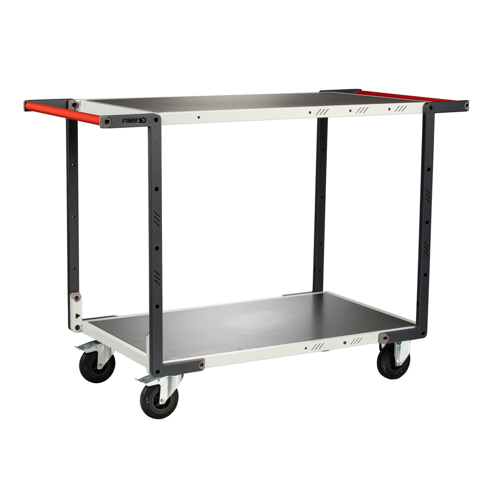 Servante 2 plateaux tôle double poignées 850x500 mm roues CC 250 kg - FIMM - 884721316