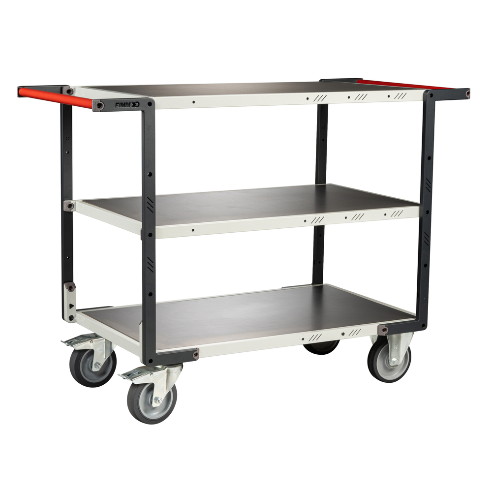 Servante Flat-Pack 3 plateaux tôle avec poignées 1000x600 mm 400 kg - FIMM - 884722447