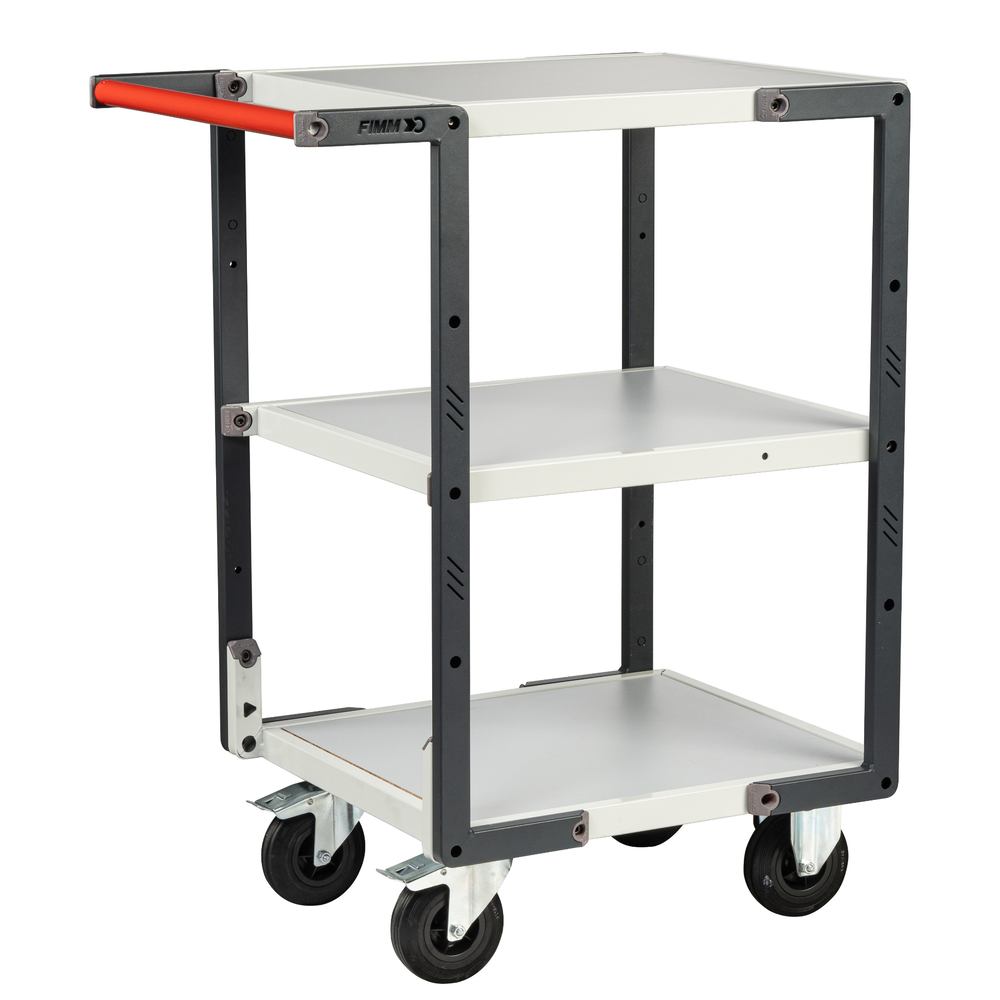 Servante montée 3 plateaux mélaminé 550x500 mm roues CC 250 kg - FIMM - 886720112