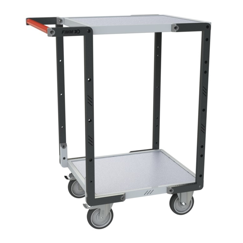 Servante montée 2 plateaux mélaminé 550x500 mm roues TPE 250 kg - FIMM - 886720121