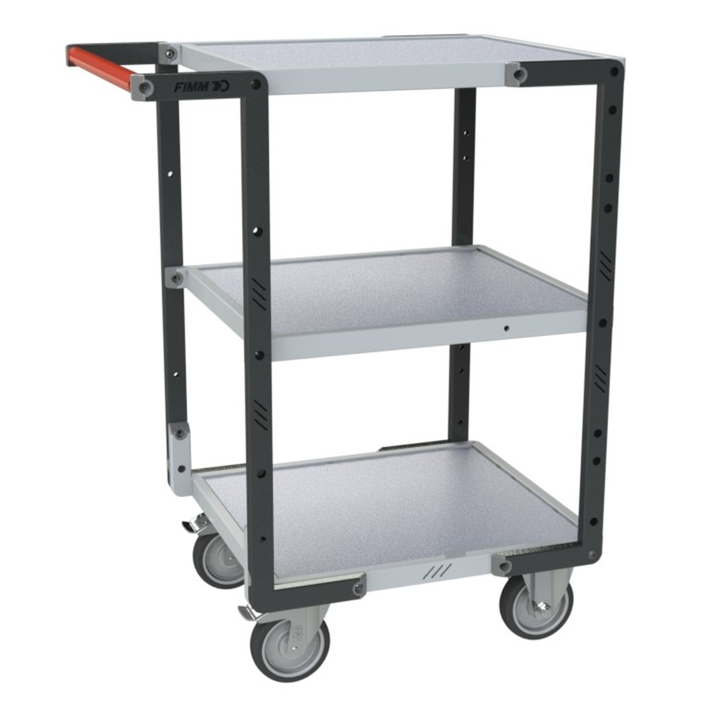 Servante montée 3 plateaux mélaminé 550x500 mm roues TPE 250 kg - FIMM - 886720122