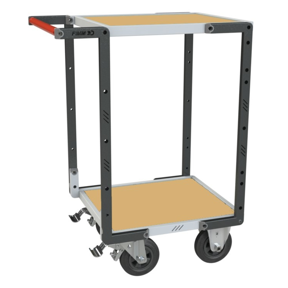 Servante montée 2 plateaux médium 550x500 mm roues CC 400 kg - FIMM - 886720231