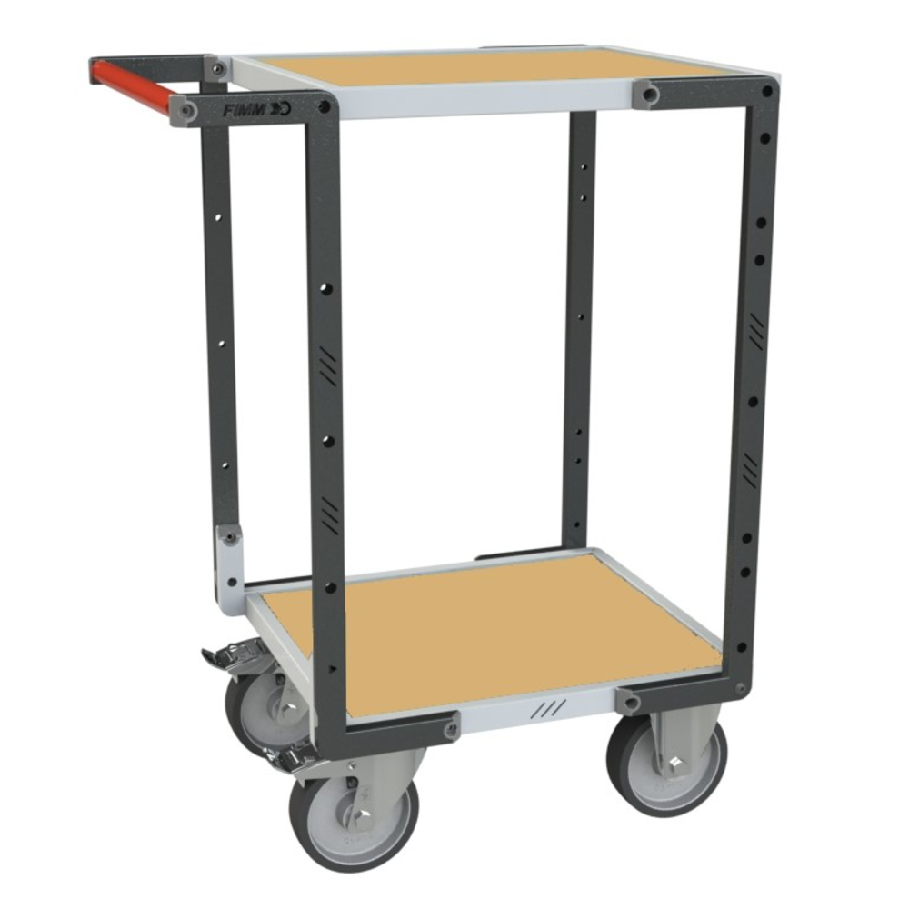 Servante montée 2 plateaux médium 550x500 mm roues TPE 400 kg - FIMM - 886720241
