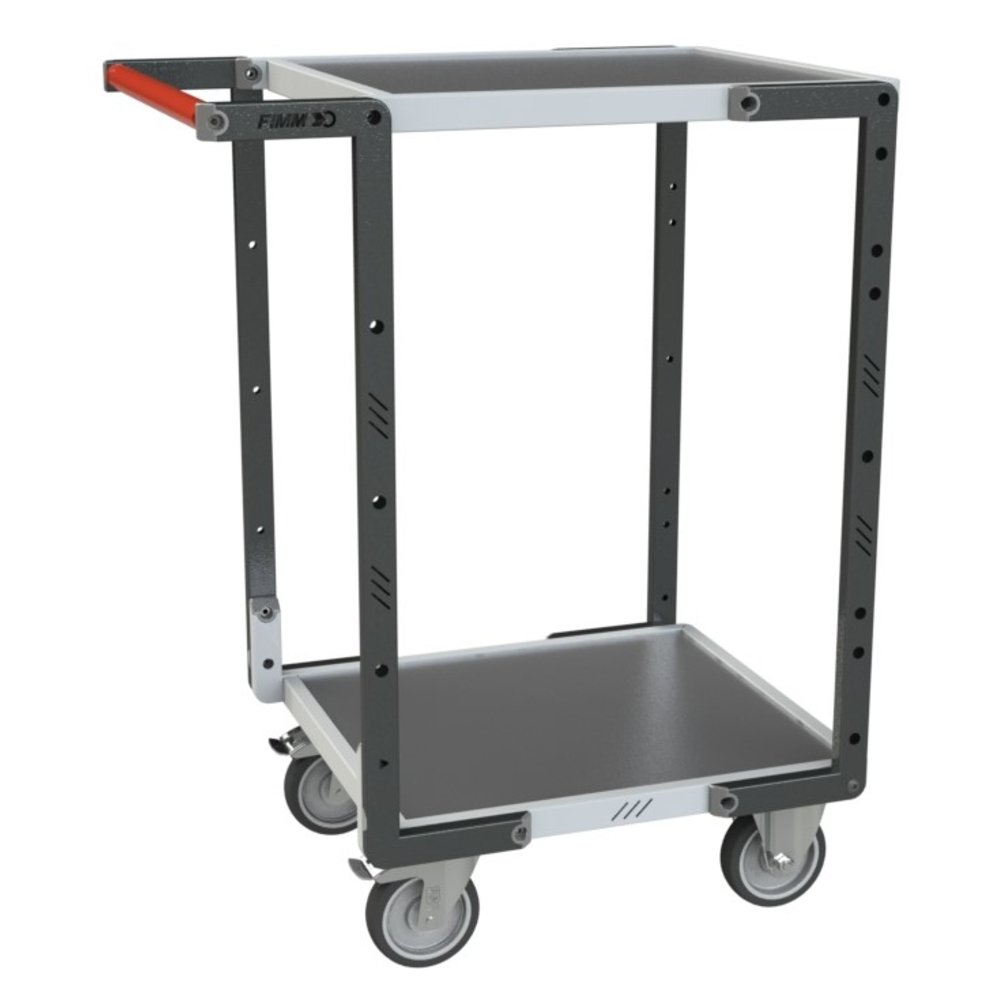 Servante montée 2 plateaux tôle 550x500 mm roues TPE 250 kg - FIMM - 886720321