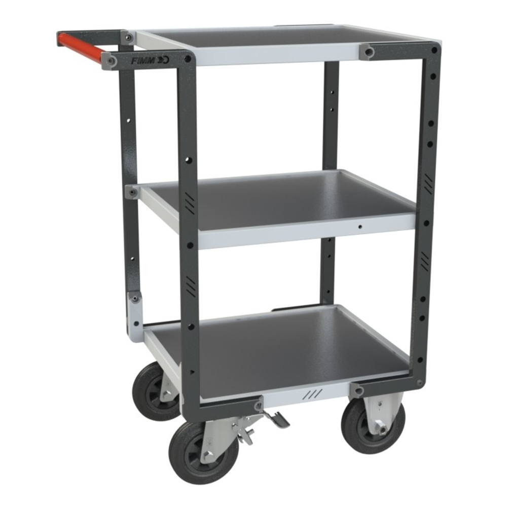 Servante montée 3 plateaux tôle 550x500 mm charge 400 kg - FIMM - 886720332